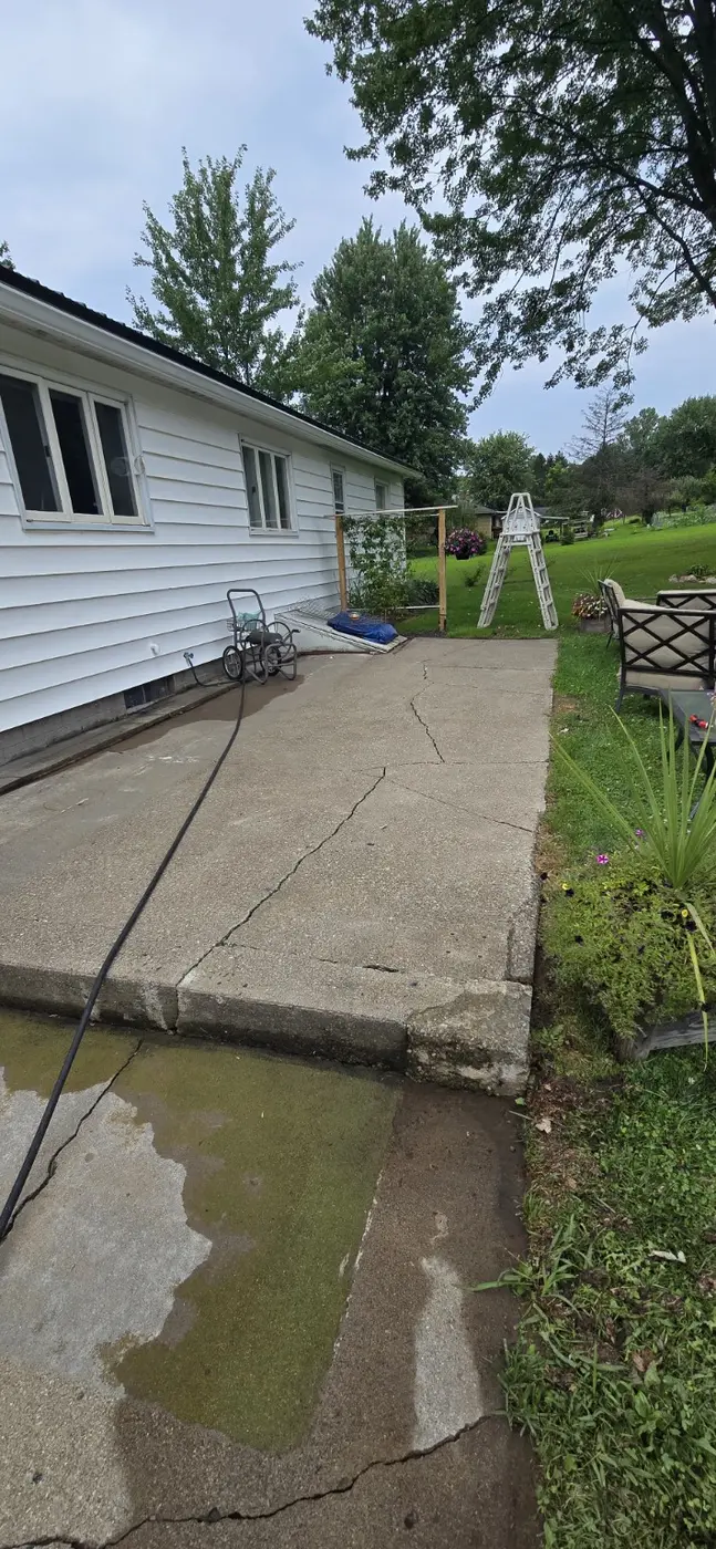 Side patio after concrete cleaning