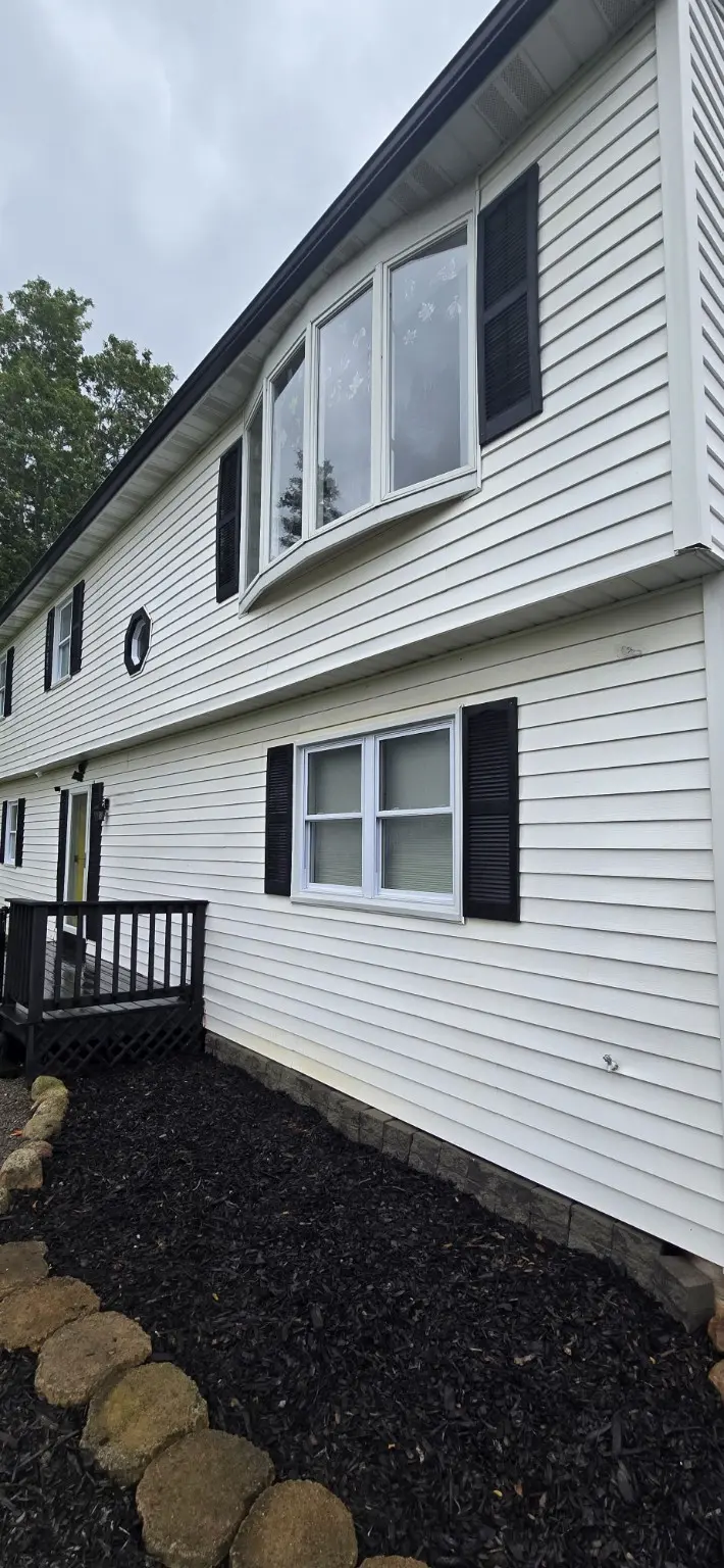 After cleaning: Front siding and trim